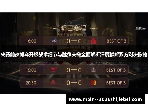 决赛前夜博弈升级战术细节与胜负关键全面解析深度拆解双方对决脉络 决赛前夜博弈升级战术细节与胜负关键全面解析深度拆解双方对决脉络